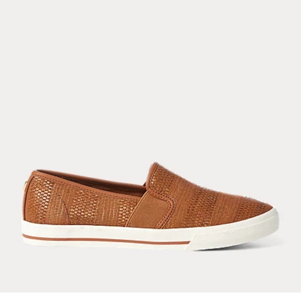 Lauren Ralph Lauren Women's Jinny Tan Woven Slip-on Sneaker Shoes 7.5